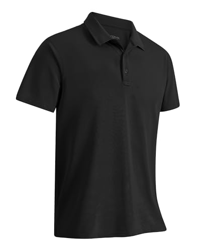 33,000ft Herren Poloshirt Golf Shirt UPF50+ Sonnenschutz Sommer Kurzarm Tshirts Schnelltrocknend Outdoor Sportshirt Männer zum Golf Tennis Schwarz(Nylon Spandex) S von 33,000ft