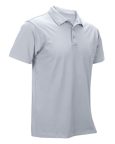 33,000ft Herren Poloshirt Golf Shirt UPF50+ Sonnenschutz Sommer Kurzarm Tshirts Schnelltrocknend Performance Sportshirt Outdoor Einfarbige Poloshirts für Männer zum Golfen Tennis Eisengrau L von 33,000ft