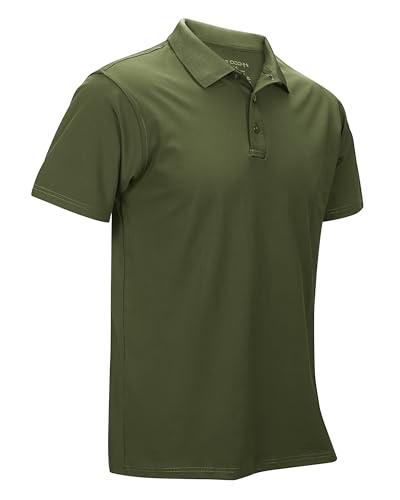 33,000ft Herren Poloshirt Golf Shirt UPF50+ Sonnenschutz Sommer Kurzarm Tshirts Schnelltrocknend Performance Sportshirt Outdoor Einfarbige Poloshirts für Männer zum Golfen Tennis Metallgrün L von 33,000ft