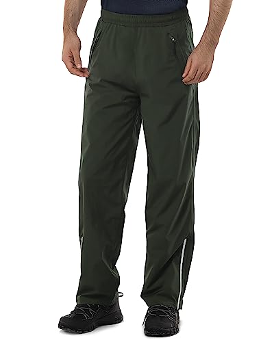 33,000ft wasserdichte Regenhose Herren Fahrrad Outdoorhose Atmungsaktive Winddicht Wanderhose Überziehhose Leichte Regenhose Dunkelgrün 36W x 32L von 33,000ft