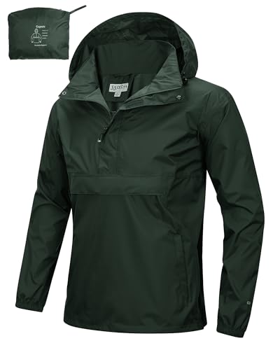 33,000ft Herren Regenjacke Leichter Wasserdichter Packbarer Pullover mit Kapuze und Reflektor für Fahrrad Wandern Outdoor, Armeegrün S 33,000ft Herren Regenjacke Leichter Wasserdichter Packbarer Pullover mit Kapuze und Reflektor für Fahrrad Wandern Outdoor, Armeegrün S von 33,000ft