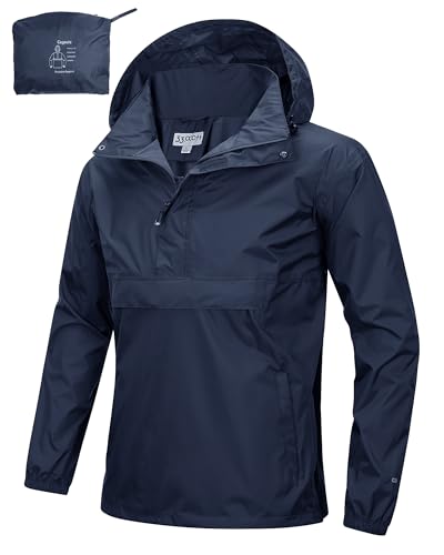 33,000ft Herren Regenjacke Leichter Wasserdichter Packbarer Pullover mit Kapuze und Reflektor für Fahrrad Wandern Outdoor, Dunkelblau S 33,000ft Herren Regenjacke Leichter Wasserdichter Packbarer Pullover mit Kapuze und Reflektor für Fahrrad Wandern Outdoor, Dunkelblau S von 33,000ft