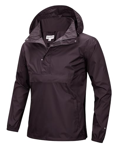 33,000ft Herren Regenjacke Leichter Wasserdichter Packbarer Pullover mit Kapuze und Reflektor für Fahrrad Wandern Outdoor, Dunkelviolett L von 33,000ft