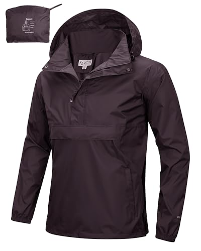33,000ft Herren Regenjacke Leichter Wasserdichter Packbarer Pullover mit Kapuze und Reflektor für Fahrrad Wandern Outdoor, Dunkelviolett L 33,000ft Herren Regenjacke Leichter Wasserdichter Packbarer Pullover mit Kapuze und Reflektor für Fahrrad Wandern Outdoor, Dunkelviolett L von 33,000ft