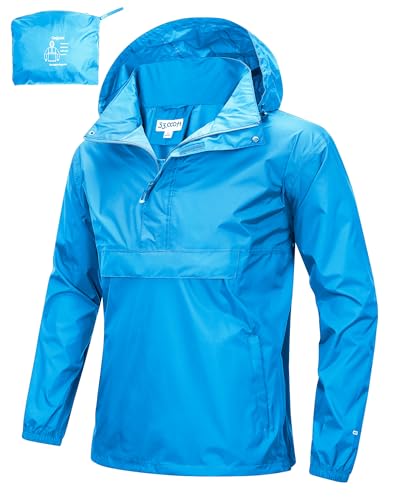 33,000ft Herren Regenjacke Leichter Wasserdichter Packbarer Pullover mit Kapuze und Reflektor für Fahrrad Wandern Outdoor, Hellblau S 33,000ft Herren Regenjacke Leichter Wasserdichter Packbarer Pullover mit Kapuze und Reflektor für Fahrrad Wandern Outdoor, Hellblau S von 33,000ft