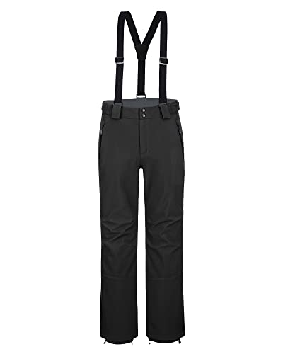 33,000ft Herren Skihose Hosenträgerhose Outdoorhose Wasserdicht Winddichte Softshellhose Warme Gefütterte Schneehose Snowboardhose Skilanglaufhose Thermohose Winter Ski Pants Schwarz 38 von 33,000ft