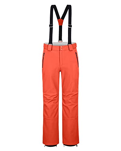 33,000ft Herren Skihose Hosenträgerhose Outdoorhose Wasserdicht Winddichte Softshellhose Warme Gefütterte Schneehose Snowboardhose Skilanglaufhose Thermohose Winter Ski Pants Orange 30 von 33,000ft