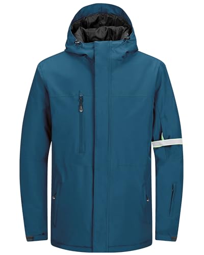 33,000ft Herren Skijacke Wasserdichte Winddichte Warme Outdoorjacke Winterjacke Funktionsjacke Atmungsaktive Snowboardjacke Softshell Jacke mit Kapuze von 33,000ft