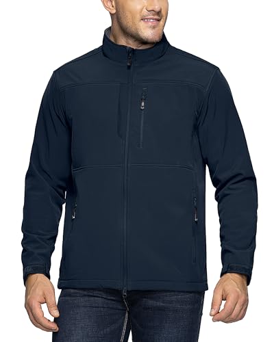 33,000ft Herren Softshelljacke Wasserabweisende Übergangsjacke Warmes Fleece Gefüttert Outdoorjacke Funktionsjacke Leichte Wanderjacke mit Stehkragen Juwel Blau M von 33,000ft