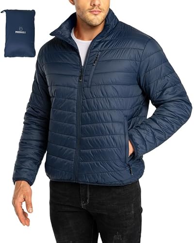 33,000ft Herren Steppjacke Leichte Übergangsjacke in Daunenjacken-Optik Winterjacke für Männer Gefüttert mit Taschen Packbar für Freizeit Wandern Reisen Lightweight Puffer Jacket Dunkelblau 2XL von 33,000ft