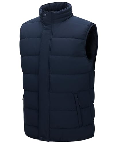 33,000ft Herren Steppweste Winterweste Warme Sportwesten für Männer Outdoor Weste Wasserbeständige Pufferweste mit 4 Taschen für Golf Wandern Reiten Freizeit Dunkelblau M von 33,000ft