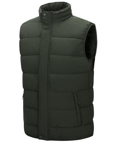 33,000ft Herren Steppweste Winterweste Warme Sportwesten für Männer Outdoor Weste Wasserbeständige Pufferweste mit 4 Taschen für Golf Wandern Reiten Freizeit Dunkelgrün 2XL von 33,000ft