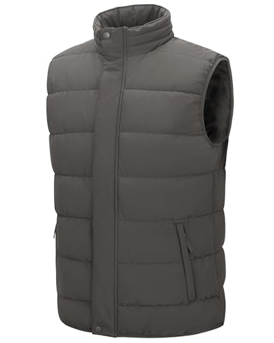 33,000ft Herren Steppweste Winterweste Warme Sportwesten für Männer Outdoor Weste Wasserbeständige Pufferweste mit 4 Taschen für Golf Wandern Reiten Freizeit Grünlich-braun L von 33,000ft