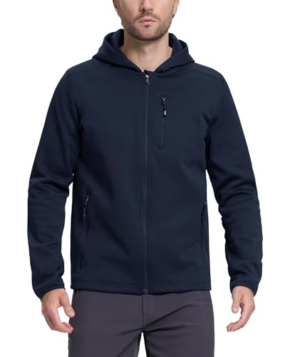 33,000ft Herren Strickjacke Hoodie Sweatjacke mit Kapuze Sportjacke Leichte Übergangsjacke Weichem Fleecefutter Übergangsjacke Langarm Funktionsjacke für Freizeit und Outdoor Navy Blau XL von 33,000ft