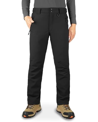 33,000ft Herren Wasserdichte Hose Warm Fleece Gefüttert Ski Schneehose Thermo Softshellhose für Golf Wandern Spaziergang, Schwarz , 30W x 32L von 33,000ft