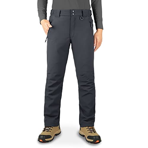 33,000ft Herren Wasserdichte Hose Warm Fleece Gefüttert Ski Schneehose Thermo Softshellhose für Golf Wandern Spaziergang, grau, 32W / 34L von 33,000ft