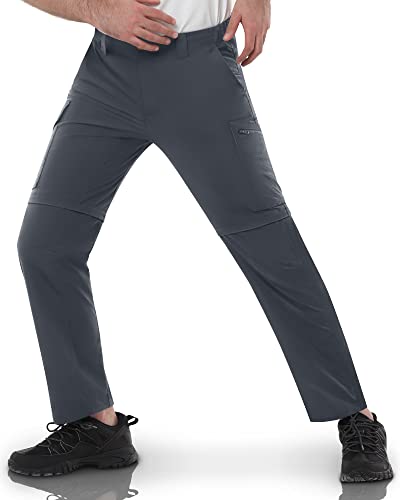 33,000ft Herren Zip-Off Wanderhose Schnell Trocknende Stretch Wanderhose Umwandelbar in Shorts Leichte Cargohose für Camping, Angeln, Reisen, grau, 44 von 33,000ft