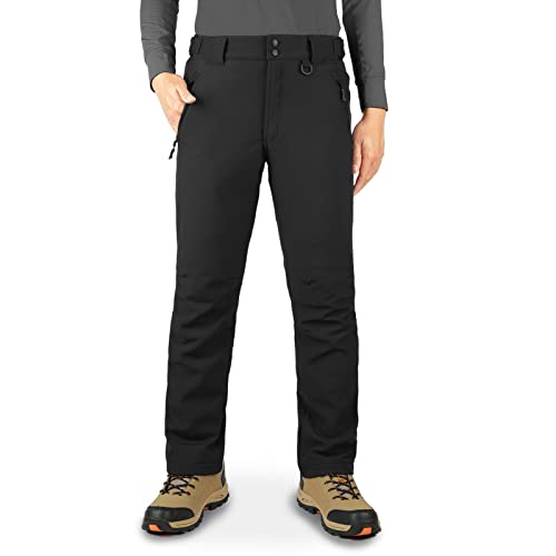 33,000ft Herren wasserdichte Hose Warm Fleece Gefüttert Ski Schneehose Thermo Softshellhose für Golf Wandern Walking, Schwarz , 38W / 32L von 33,000ft