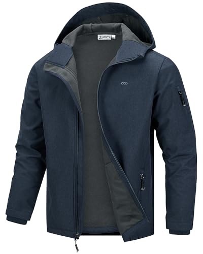 33,000ft Jacke Herren Wasserdichte Atmungsaktiv Softshelljacke - Übergangsjacke Winddichte Regenjacke Wanderjacke mit Kapuze Dunkelblau Heidekraut S von 33,000ft