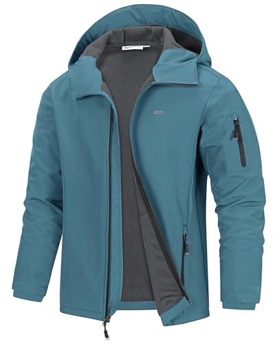 33,000ft Jacke Herren Wasserdichte Atmungsaktiv Softshelljacke - Übergangsjacke Winddichte Regenjacke Wanderjacke mit Kapuze Hellblau XL von 33,000ft