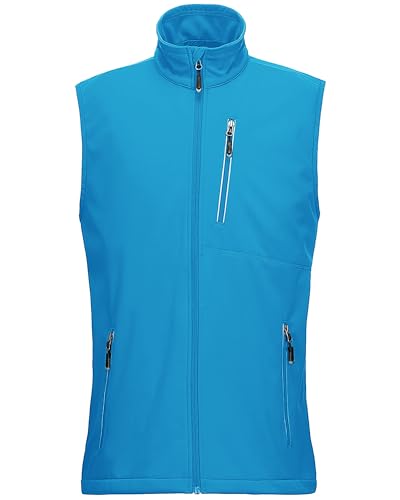 33,000ft Leichte Softshell Weste für Herren, Wasserdichte Winddichte Laufweste, Atmungsaktive Vest Gilet Ärmellose Jacke für Radfahren, Laufen, Wandern, Golf, Arbeit Blau 4XL von 33,000ft