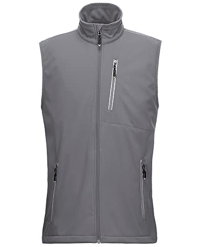 33,000ft Leichte Softshell Weste für Herren, Wasserdichte Winddichte Laufweste, Atmungsaktive Vest Gilet Ärmellose Jacke für Radfahren, Laufen, Wandern, Golf, Arbeit Schlicht Grau 2XL von 33,000ft