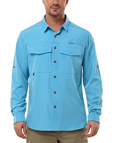 33,000ft Outdoor Hemd Herren Langarm Atmungsaktiv Button Down Hemd Schnelltrocknend Uv Schutz Funktionshemd Casual Hemd Für Männer Tiefblau 2XL von 33,000ft