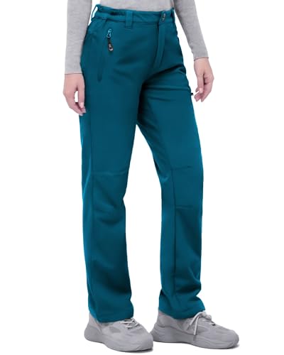 33,000ft Outdoorhose Damen Wanderhose Wasserdicht Softshellhose Winter Ski Hosen Warm Gefüttert Arbeitshose Snowboardhose Winddicht Trekkinghose Dunkles Grünblau 34/29L von 33,000ft