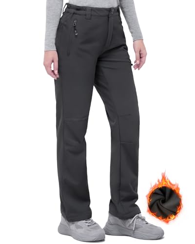 33,000ft Outdoorhose Damen Wanderhose Wasserdicht Softshellhose Winter Ski Hosen Warm Gefüttert Arbeitshose Snowboardhose Winddicht Trekkinghose Grau 42/31L von 33,000ft