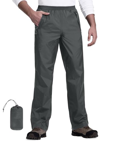 33,000ft Packbare Regenhose Herren Wasserdicht Leichte Fahrrad Überziehhose Winddicht Reflektierende Wanderhose zum Golf Outdoor Angeln Mittelgrau S 30 Inch von 33,000ft
