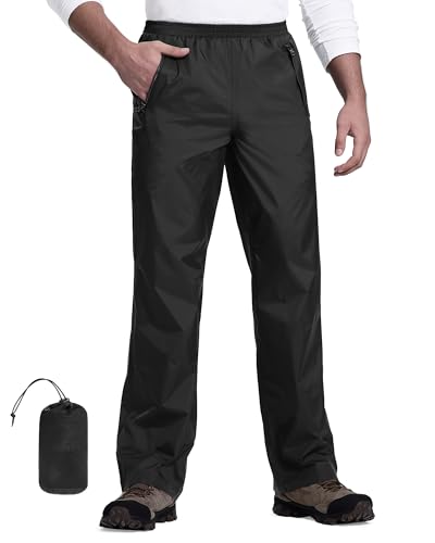 33,000ft Packbare Regenhose Herren Wasserdicht Leichte Fahrrad Überziehhose Winddicht Reflektierende Wanderhose zum Golf Outdoor Angeln Schwarz 2XL 33,000ft Packbare Regenhose Herren Wasserdicht Leichte Fahrrad Überziehhose Winddicht Reflektierende Wanderhose zum Golf Outdoor Angeln Schwarz 2XL von 33,000ft