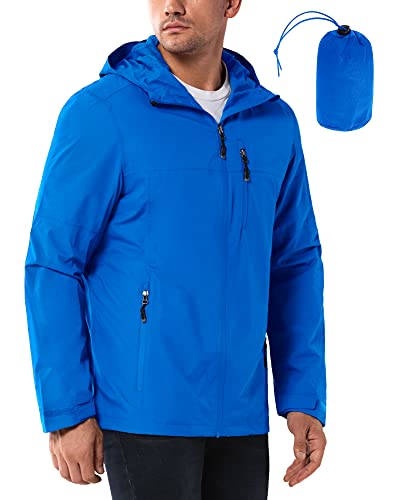 33,000ft Regenjacke Herren Wasserdicht Outdoorjacke Leichte Freizeitjacke Packbare Windjacke Fahrrad Regenmantel mit Kapuze Hell Blau L von 33,000ft