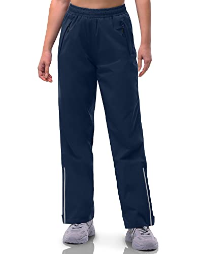 33,000ft Regenhose Damen Wasserdicht Atmungsaktiv Gefüttert Wanderhose Fahrrad Überziehhose Leichte Winddicht Outdoorhose Navy Blau XL/29.5L von 33,000ft