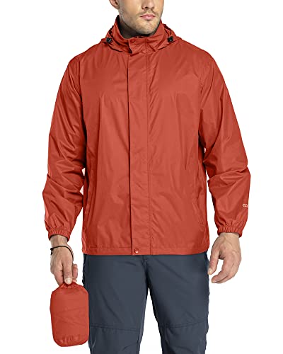 33,000ft Regenjacke Herren Leicht Wasserdicht Faltbare Regenmantel mit Kapuze Fahrrad Rain Windbreaker Windjacke Camping Outdoor Dunkel Rot 3XL von 33,000ft