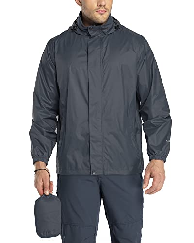 33,000ft Regenjacke Herren Leicht Wasserdicht Faltbare Regenmantel mit Kapuze Fahrrad Rain Windbreaker Windjacke Camping Outdoor Dunkelblau 3XL von 33,000ft