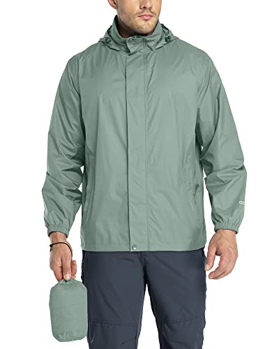 33,000ft Regenjacke Herren Leicht Wasserdicht Faltbare Regenmantel mit Kapuze Fahrrad Rain Windbreaker Windjacke Camping Outdoor Eisberg grün 2XL von 33,000ft