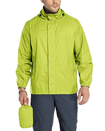 33,000ft Regenjacke Herren Leicht Wasserdicht Faltbare Regenmantel mit Kapuze Fahrrad Rain Windbreaker Windjacke Camping Outdoor Fluoreszierendes Gelb 3XL von 33,000ft