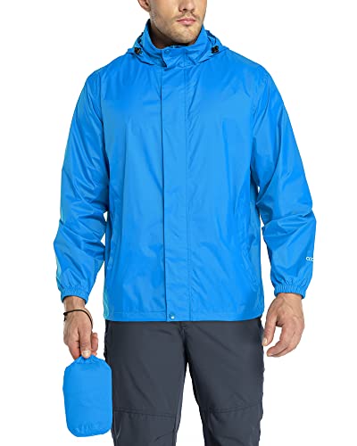 33,000ft Regenjacke Herren Leicht Wasserdicht Faltbare Regenmantel mit Kapuze Fahrrad Rain Windbreaker Windjacke Camping Outdoor Königsblau M von 33,000ft