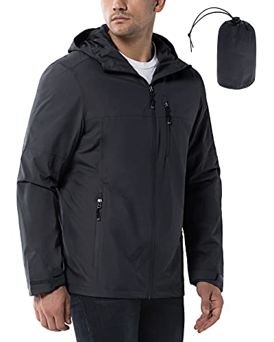 33,000ft Regenjacke Herren Wasserdicht Outdoorjacke Leichte Freizeitjacke Packbare Windjacke Fahrrad Regenmantel mit Kapuze Dunkelgrau L von 33,000ft