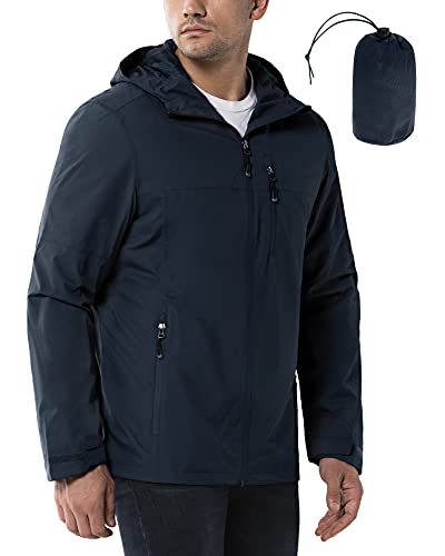 33,000ft Regenjacke Herren Wasserdicht Outdoorjacke Leichte Freizeitjacke Packbare Windjacke Fahrrad Regenmantel mit Kapuze Juwel blau 2XL von 33,000ft