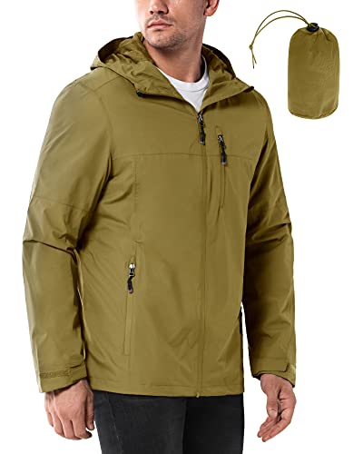 33,000ft Regenjacke Herren Wasserdicht Outdoorjacke Leichte Freizeitjacke Packbare Windjacke Fahrrad Regenmantel mit Kapuze Grün 3XL von 33,000ft