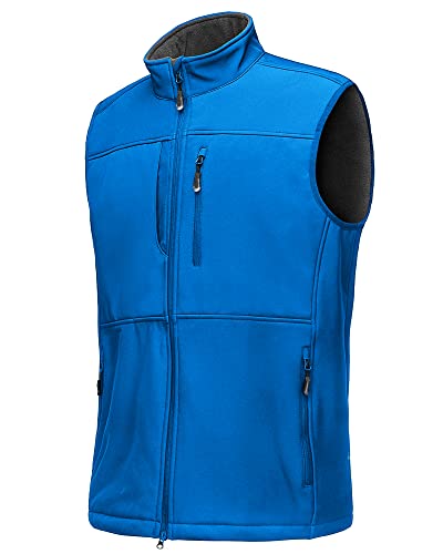 33,000ft Softshell-Weste für Herren, winddicht, mit Fleece gefüttert, Oberbekleidung mit Reißverschlusstaschen, ärmellos, Softshelljacke für Freizeit, Golf, Reisen, königsblau, L von 33,000ft