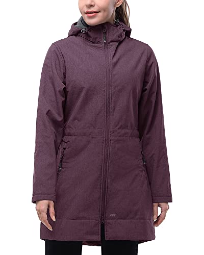 33,000ft Softshelljacke Damen Lange Übergangsjacke Wasserdicht Winddicht Softshellmantel Windbreaker Atmungsaktiv Wanderjacke Outdoor Mantel mit Abnehmbarer Kapuze Amaranth XS von 33,000ft