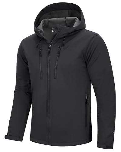 33,000ft Softshelljacke für Herren Wasserdicht Winddicht Laufjacke Leichte Wanderjacke mit Kapuze Outdoor Übergangsjacke Fahrradjacke Grau M von 33,000ft