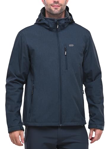 33,000ft Softshelljacke für Herren Wasserdicht Winterjacke Winddicht Warme Fleece Gefüttert Windbreaker Funktionsjacke Outdoorjacke für Wandern Fahrrad Camping Dunkelblau Heidekraut 2XL von 33,000ft