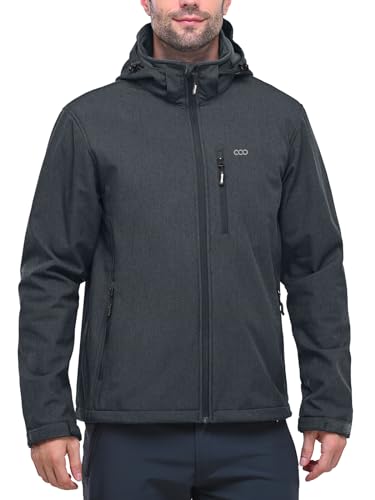 33,000ft Softshelljacke für Herren Wasserdicht Winterjacke Winddicht Warme Fleece Gefüttert Windbreaker Funktionsjacke Outdoorjacke für Wandern Fahrrad Camping Dunkelgrau Heidekraut L von 33,000ft