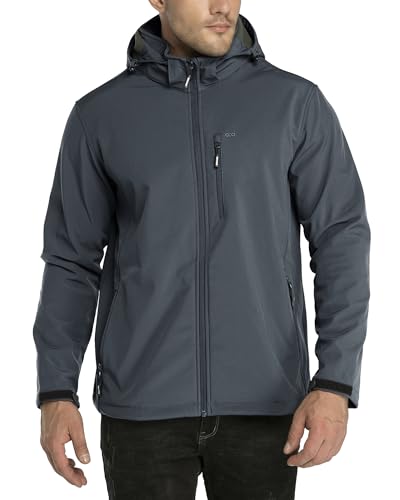 33,000ft Softshelljacke für Herren Wasserdicht Winterjacke Winddicht Warme Fleece Gefüttert Windbreaker Funktionsjacke Outdoorjacke für Wandern Fahrrad Camping Dunkelgrau XL von 33,000ft