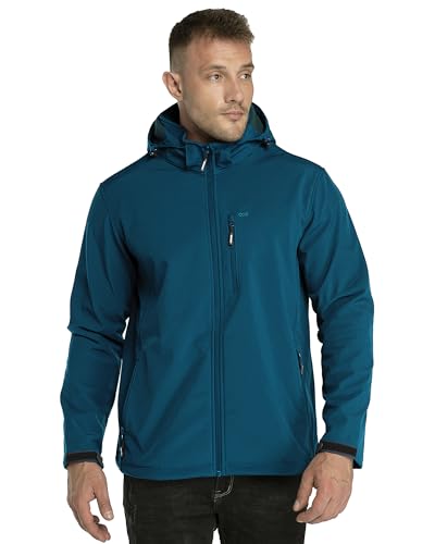 33,000ft Softshelljacke für Herren Wasserdicht Winterjacke Winddicht Warme Fleece Gefüttert Windbreaker Funktionsjacke Outdoorjacke für Wandern Fahrrad Camping Dunkles Cyan 2XL von 33,000ft