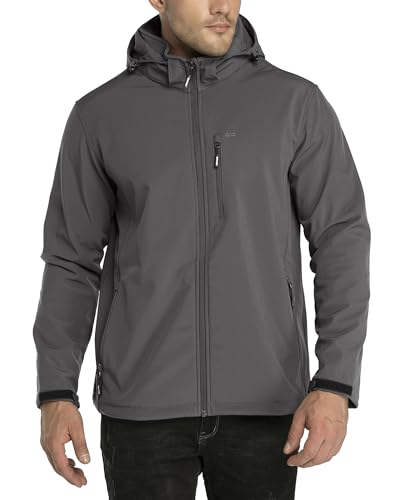 33,000ft Softshelljacke für Herren Wasserdicht Winterjacke Winddicht Warme Fleece Gefüttert Windbreaker Funktionsjacke Outdoorjacke für Wandern Fahrrad Camping Grau L von 33,000ft