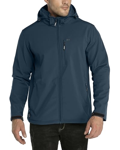 33,000ft Softshelljacke für Herren Wasserdicht Winterjacke Winddicht Warme Fleece Gefüttert Windbreaker Funktionsjacke Outdoorjacke für Wandern Fahrrad Camping Mitternachtsblau M von 33,000ft